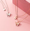 Silver Double Layer Butterfly Diamond Necklace